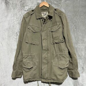 American Living Military Utility Jacket Mens M Green Canvas Oversized Chore Coat